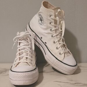Converse Chuck Taylor Lift platform High-Top Sneakers white canvas Wmns 8.5